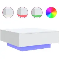 vidaXL Couchtisch mit LED-Leuchten Weiß 80x80x31 cm