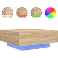 DKD Home Decor vidaXL Couchtisch mit LED-Leuchten Sonoma-Eiche 80x80x31 cm