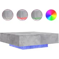 vidaXL Couchtisch mit LED-Leuchten Betongrau 100x100x31 cm