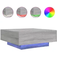 vidaXL Couchtisch mit LED-Leuchten Grau Sonoma 80x80x31 cm