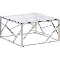 vidaXL Couchtisch Silbern Edelstahl und Hartglas