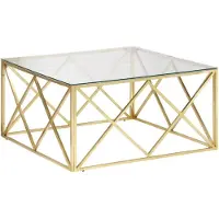 vidaXL Couchtisch Golden Edelstahl und Hartglas
