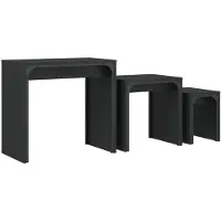 vidaXL Satztische 3 Stk. Schwarz Holzwerkstoff