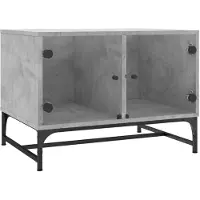 vidaXL Couchtisch mit Glastüren Betongrau 68,5x50x50 cm