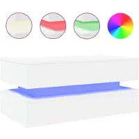 vidaXL Couchtisch mit LED-Leuchten Weiß 90x50x40 cm