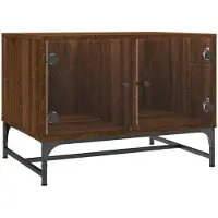 vidaXL Couchtisch mit Glastüren Braun Eichen-Optik 68,5x50x50 cm