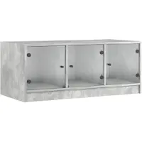 vidaXL Couchtisch mit Glastüren Betongrau 102x50x42 cm