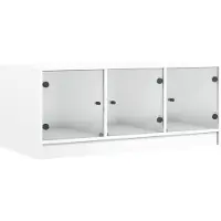 vidaXL Couchtisch mit Glastüren Weiß 102x50x42 cm