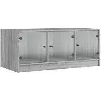 vidaXL Couchtisch mit Glastüren Grau Sonoma 102x50x42 cm
