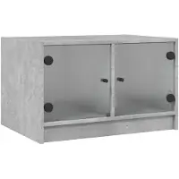 vidaXL Couchtisch mit Glastüren Betongrau 68x50x42 cm