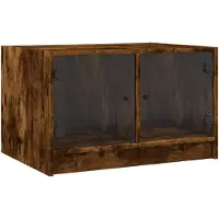 vidaXL Couchtisch mit Glastüren Räuchereiche 68x50x42 cm