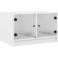 vidaXL Couchtisch mit Glastüren Weiß 68x50x42 cm