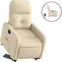 vidaXL Relaxsessel mit Aufstehhilfe Elektrisch Creme Stoff