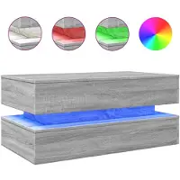 vidaXL Couchtisch mit LED-Leuchten Grau Sonoma 90x50x40 cm