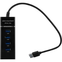 Cadorabo 4-Port USB 3.0 Multischnittstelle USB Hub Plug & Play Power Supply Adapter Port Schwarz