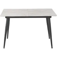 Beliani Esstisch Weiß MDF-Platte Marmor Optik für 6 Personen 120x80 cm ausziehbar 150x80 cm rechteckig mit Metallbeinen Schwarz Esszimmer Wohnzimmer