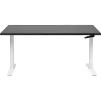 Beliani Schreibtisch Schwarz/Weiß Melamin 160x72 cm Manuell Höhenverstellbar Rechteckig mit Kurbel Rundes Metallgestell Modern Büro Steh-Sitz-Tisch