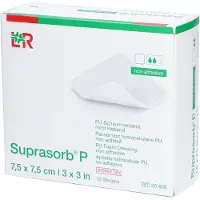 Lohmann & Rauscher Suprasorb P neljepljivi zavoj od PU pjene 7,5 x 7,5 cm 10 komada