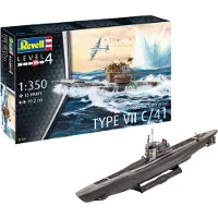 Revell 05154 12 Modellbausatz German Submarine Type VII C/41 im Maßstab 1:350, Level 4, U-Boot, Maßstabsgetreue Nachbildung, Länge 19,2 cm, 144 Jahr(e)