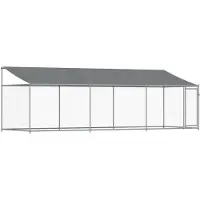 vidaXL Hundezwinger mit Dach und Tür Grau 6x2x2 m Verzinkter Stahl