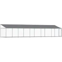 vidaXL Hundezwinger mit Dach und Tür Grau 10x2x2 m Verzinkter Stahl