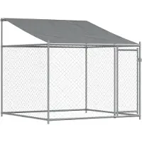 vidaXL Hundezwinger mit Dach und Tür Grau 2x2x2 m Verzinkter Stahl