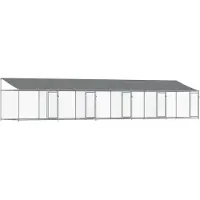 vidaXL Hundezwinger mit Dach und Türen Grau 10x2x2 m Verzinkter Stahl