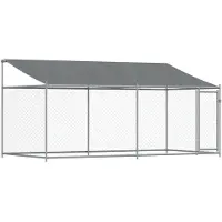 vidaXL Hundezwinger mit Dach und Tür Grau 4x2x2 m Verzinkter Stahl