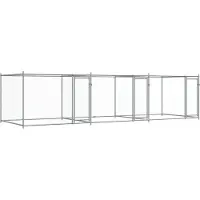 vidaXL Hundezwinger mit Türen Grau 6x2x1,5 m Verzinkter Stahl