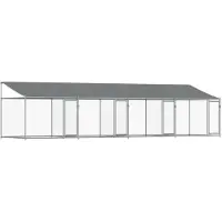 vidaXL Hundezwinger mit Dach und Türen Grau 8x2x2 m Verzinkter Stahl