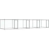 vidaXL Hundezwinger mit Türen Grau 8x2x1,5 m Verzinkter Stahl