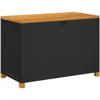 vidaXL Gartentruhe Schwarz 110x55x63 cm Poly Rattan Akazienholz