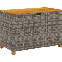 vidaXL Gartentruhe Grau 110x55x63 cm Poly Rattan Akazienholz
