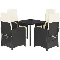 vidaXL 5-tlg. Garten-Essgruppe mit Kissen Schwarz Poly Rattan