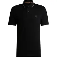 BOSS Polo Passformtipp Slim Fit Schwarz 2-Knopf Kurzarm Baumwolle