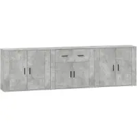 vidaXL Sideboards 3 Stk. Betongrau Holzwerkstoff