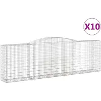 vidaXL Gabionen mit Hochbogen 10 Stk 400x50x120/140cm Verzinktes Eisen