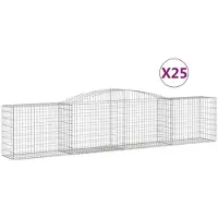 vidaXL Gabionen mit Hochbogen 25 Stk. 400x50x80/100cm Verzinktes Eisen