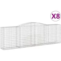 vidaXL Gabionen mit Hochbogen 8 Stk. 400x50x120/140cm Verzinktes Eisen