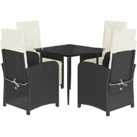 vidaXL 5-tlg. Garten-Essgruppe mit Kissen Schwarz Poly Rattan