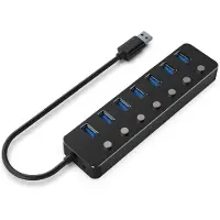 Enzo UHB-U3P7P-01, USB 3.2 Gen 1 (3.1 Gen 1) Type-A, USB 3.2 Gen 1 (3.1 Gen 1) Type-A, 5000 Mbit/s, Schwarz, 0,24 m, 5 V