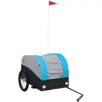 vidaXL Fahrradanhänger Schwarz und Blau 45 kg Eisen