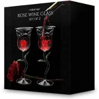 Mikamax Rose Weinglas romantisches Valentinstag Geschenk für Weintrinker im 2er-Set