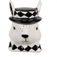 Clayre & Eef Vorratsglas Kaninchen 11 cm Weiß Schwarz Keramik