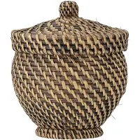 Bloomingville Blooming Ville Leoonie Korb Mit Deckel | Schwarz | Rattan | 82064296
