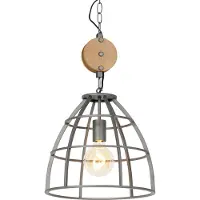 QAZQA Smarte Hängelampe dunkelgrau mit Holz 34 cm inkl. WiFi G95 - Arthur