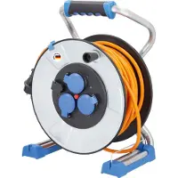 As Schwabe IronCoat Kabeltrommel Außen 50m Verlängerung H07BQ-F 3G1,5 3 Steckdosen 1x USB