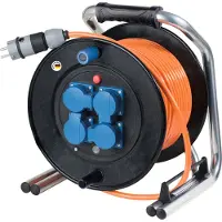 As Schwabe Kabeltrommel Außen 50m Verlängerungskabel H07BQ-F 3G1.5 Kabel 4 Steckdosen IP54