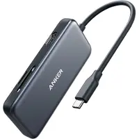 Anker A83340A1, USB 3.2 Gen 1 (3.1 Gen 1) Type-C, Schwarz, MicroSD (TransFlash), SD, 4K Ultra HD, HDMI, USB 3.2 Gen 1 (3.1 Gen 1) Type-A, 75 g