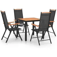 vidaXL 5-tlg. Garten-Essgruppe Aluminium Schwarz